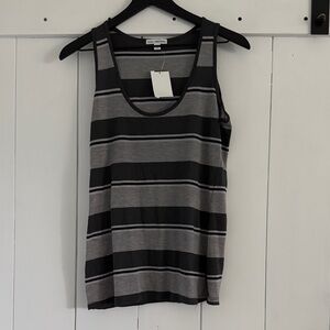 James Perse Black and Gray Striped Tank Top